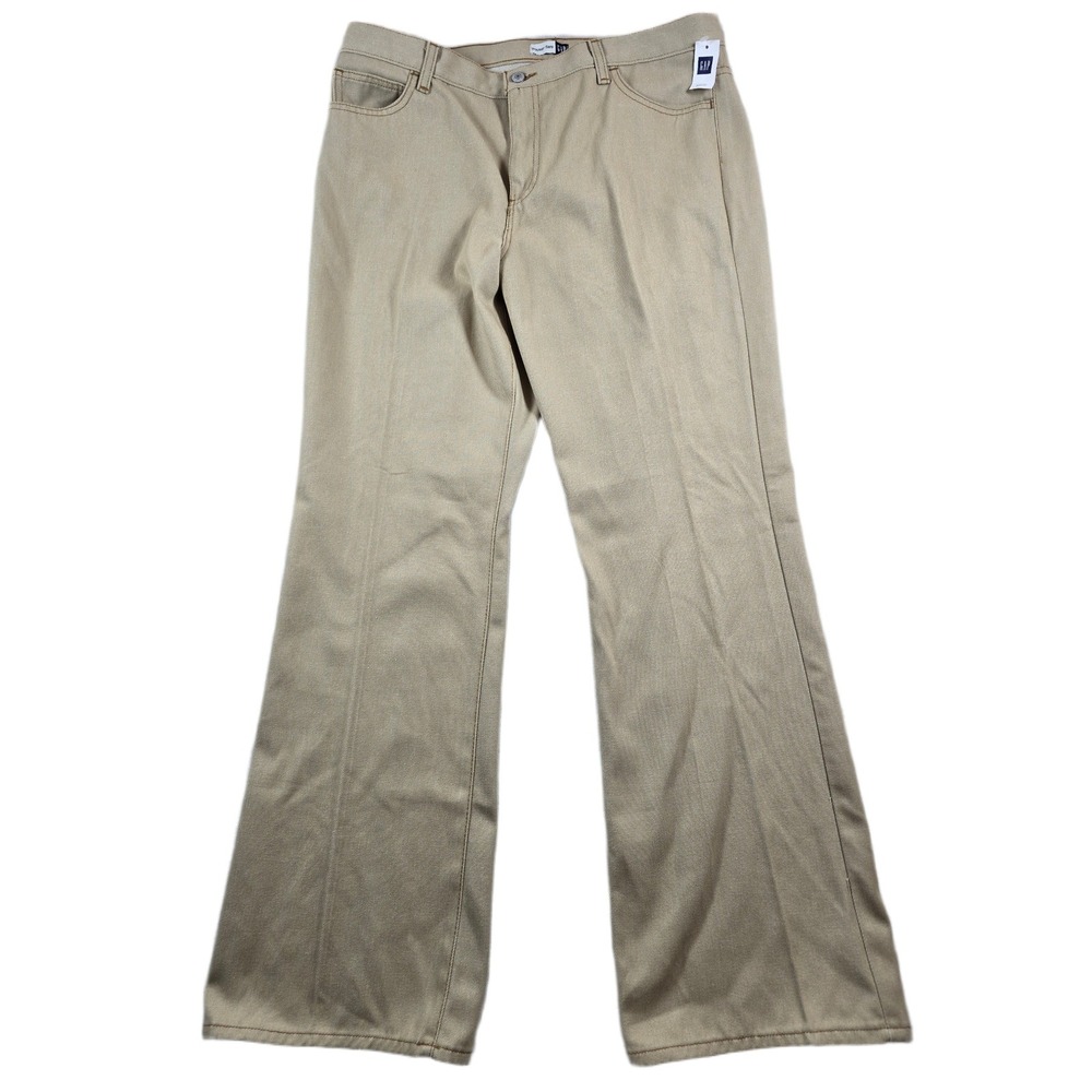 Gap Trouser Flare Pants Womens 16 Khaki Tan Poly Cotton Blend Made in USA NEW